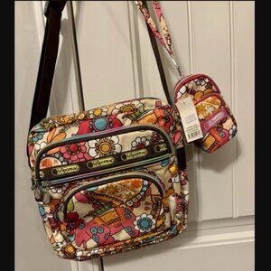LeSportsac Tokidoki Floral Crossbody Bag with Rainbow Zippers and Wristlet